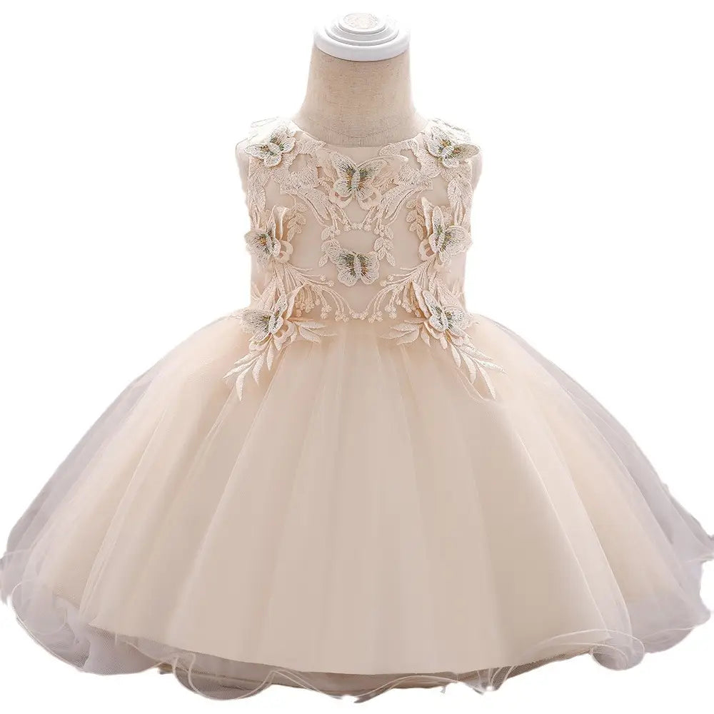 Girls Pink Butterfly Tulle Princess Dress for Kids