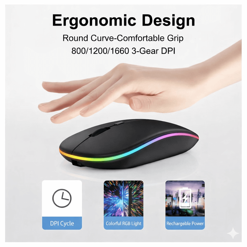 Original HP W10 RGB Rechargeable Dual-Mode Wireless Mouse