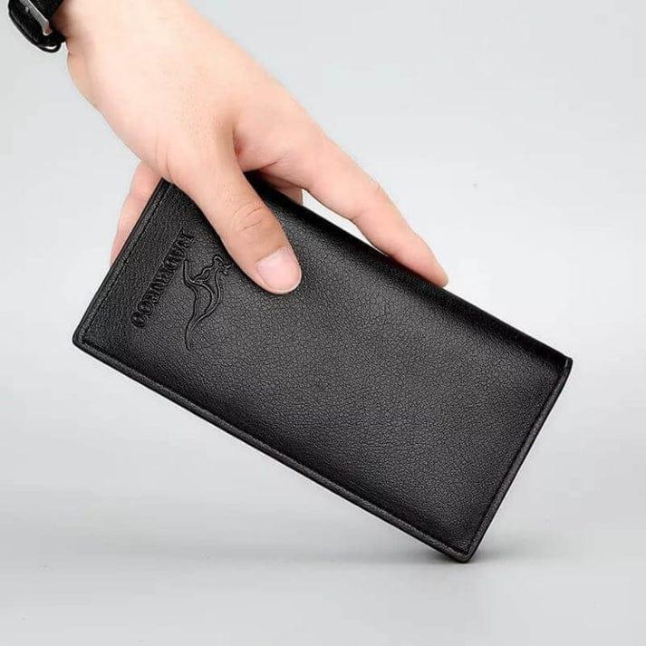 Men's PU Leather Bi-Fold Wallet Brown Black Slim
