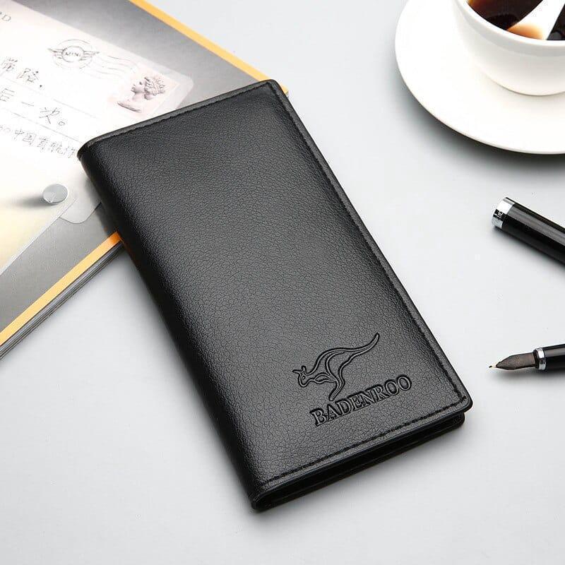 Men's PU Leather Bi-Fold Wallet Brown Black Slim
