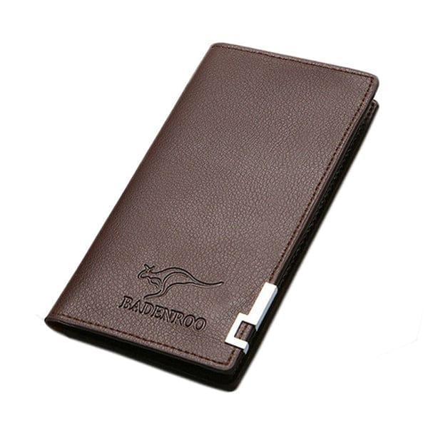 Men's PU Leather Bi-Fold Wallet Brown Black Slim