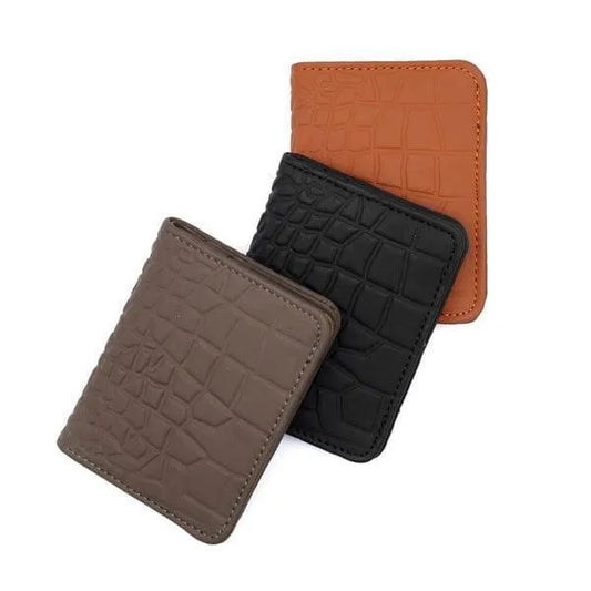Premium Croc Embossed Leather Wallet Black Brown Tan