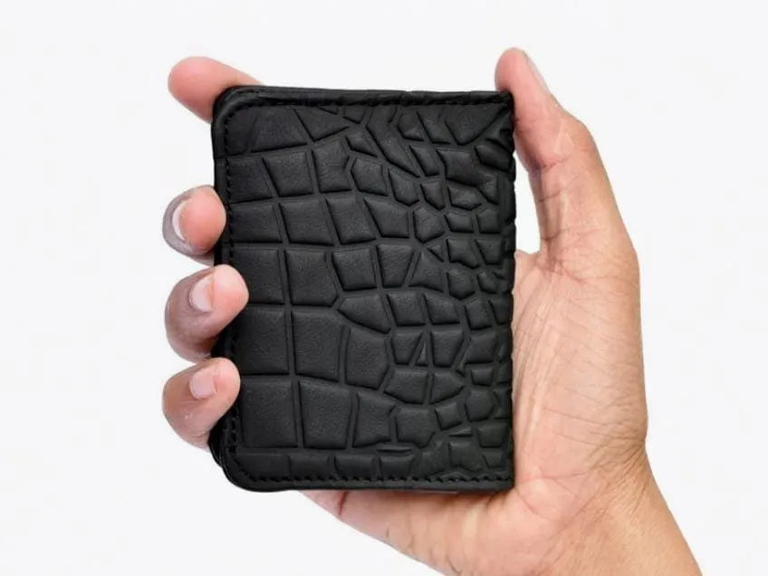 Premium Croc Embossed Leather Wallet Black Brown Tan
