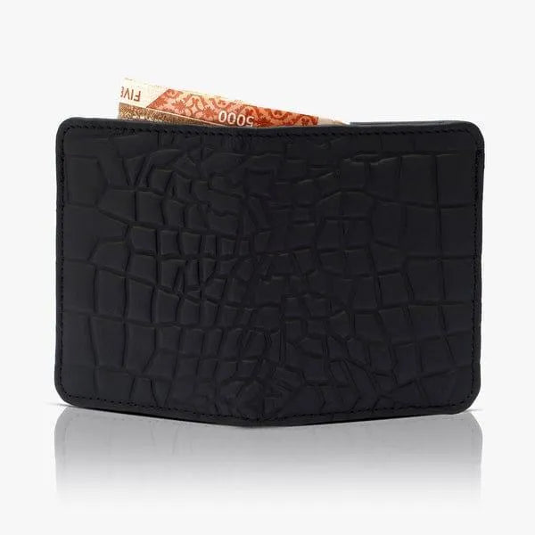 Premium Croc Embossed Leather Wallet Black Brown Tan