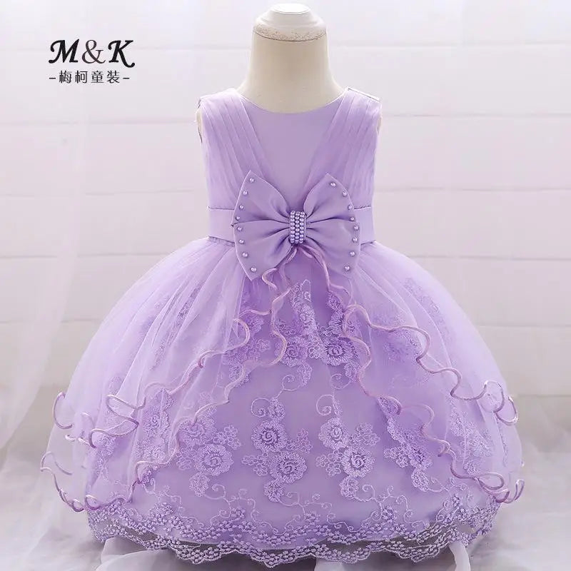 Pink Princess Dress for Girls 3D Embroidery Tulle Skirt