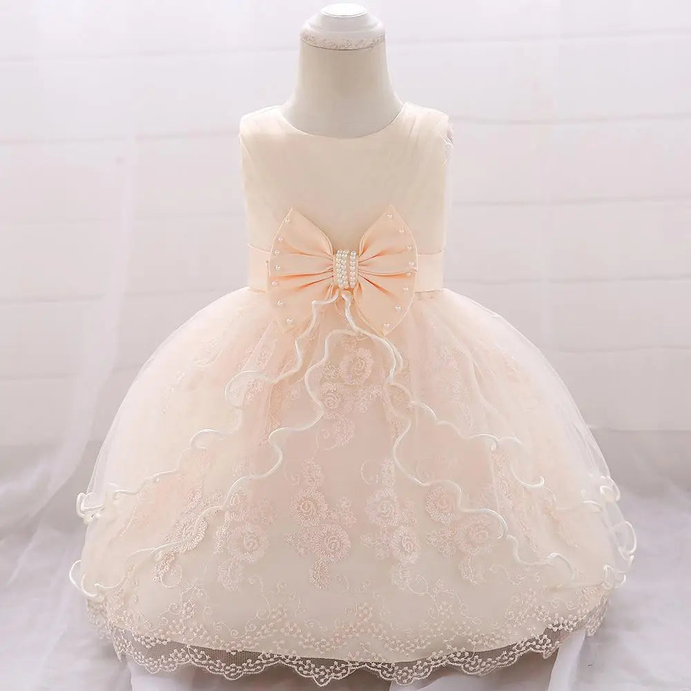 Pink Princess Dress for Girls 3D Embroidery Tulle Skirt