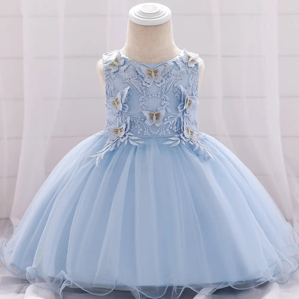 Girls Pink Butterfly Tulle Princess Dress for Kids