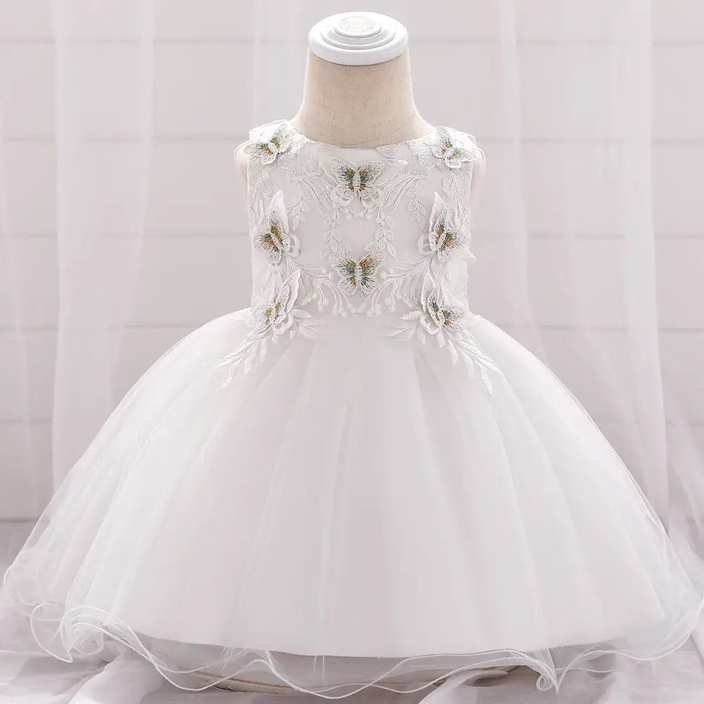 Girls Pink Butterfly Tulle Princess Dress for Kids