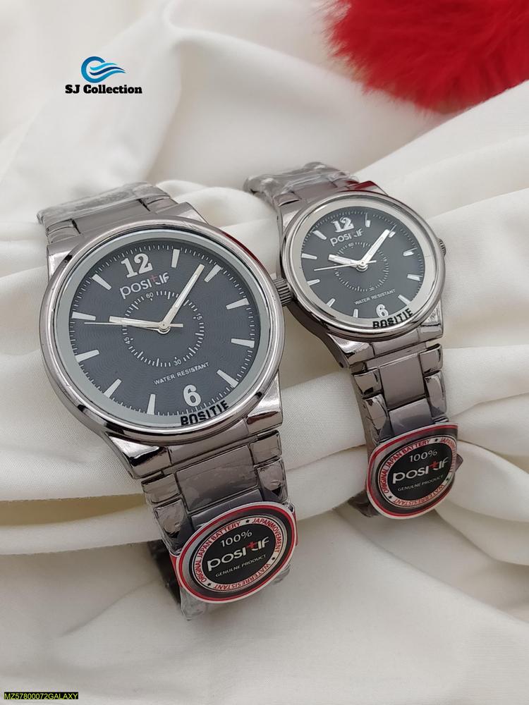 Couple Stainless Steel Analog Watches Water Resistant