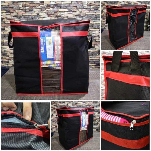 Stackable Storage Bags Black Red Transparent Front