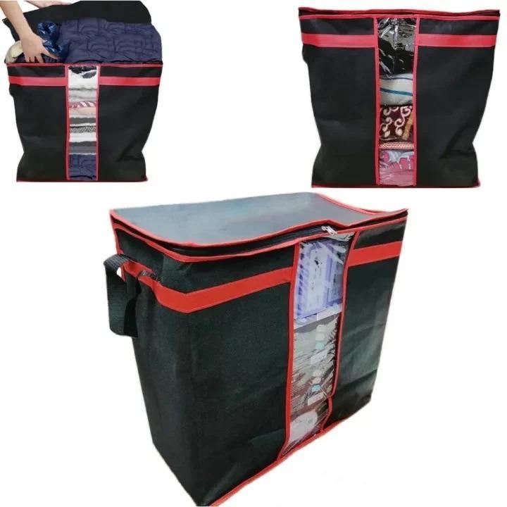 Stackable Storage Bags Black Red Transparent Front