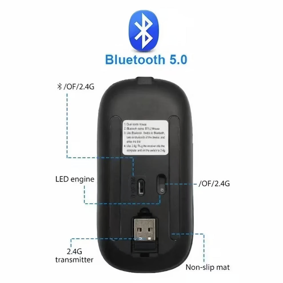Original HP W10 RGB Rechargeable Dual-Mode Wireless Mouse
